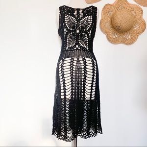 Free People Crochet black dress M